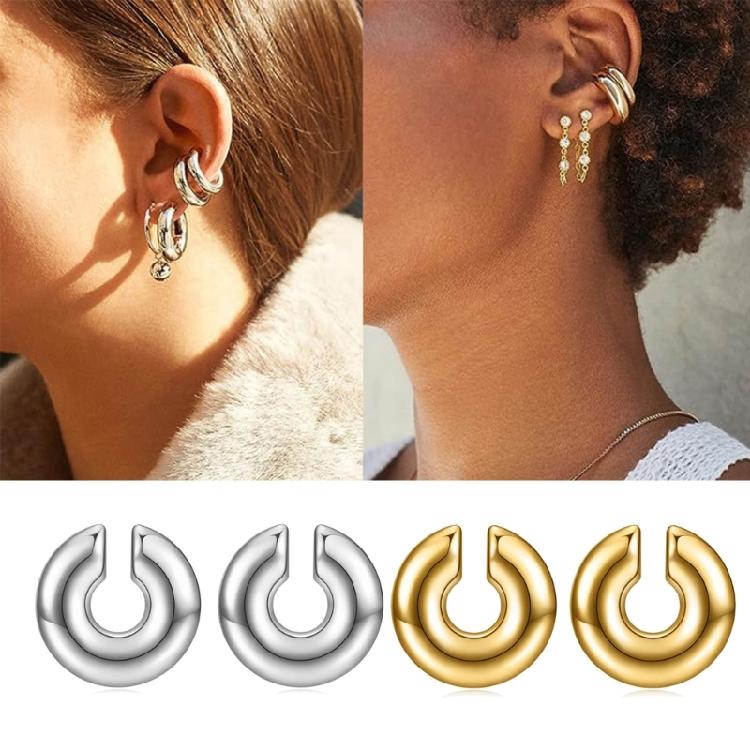 Chic Cartilage Cuff Earring Gold/Silver Ear Clip Unisex Statement Ear Adornments