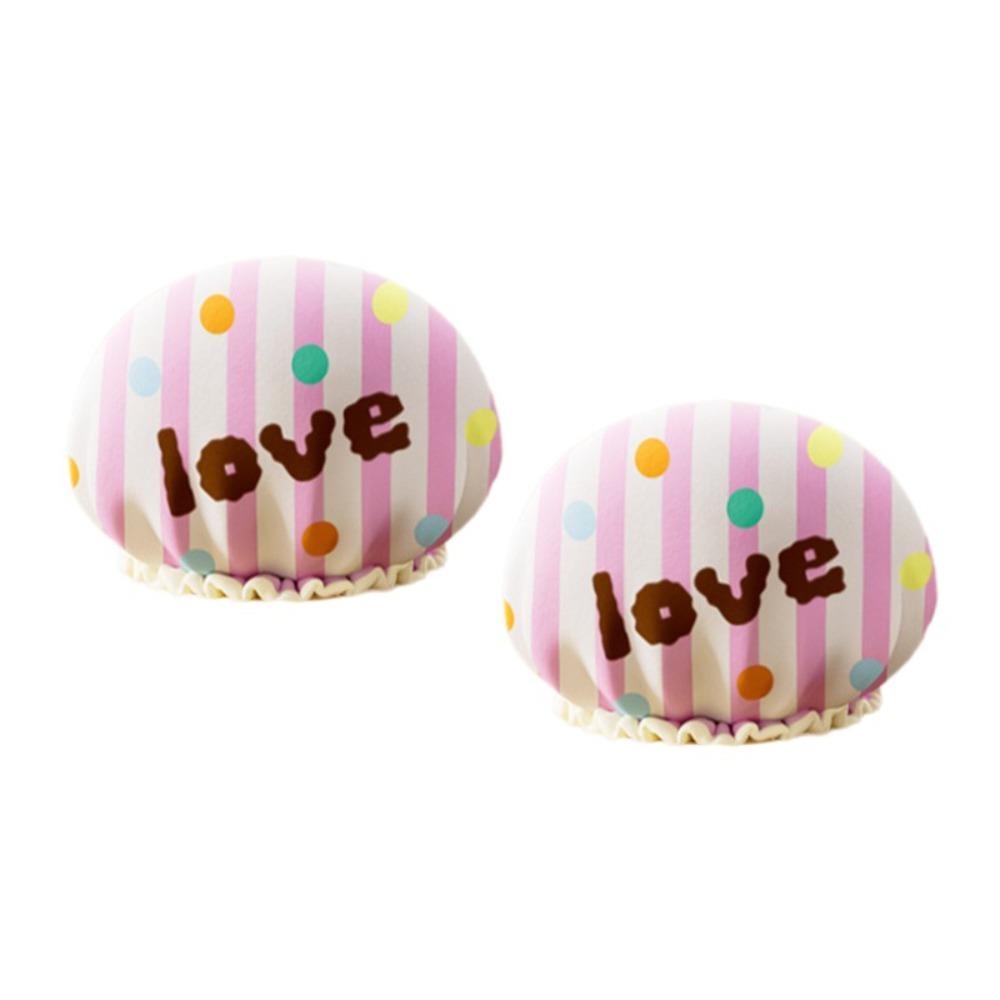 

2PCS Reusable Waterproof Shower Cap Comfortable Bath Cap Fashion Hair Caps Shower Use Style B
