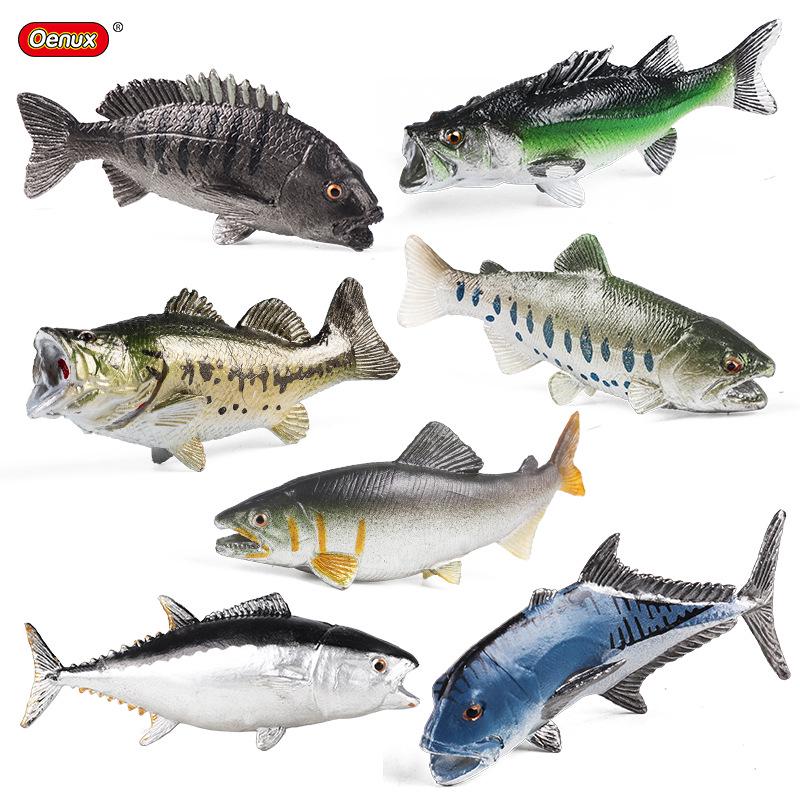 Marine Animal Fish Model Toy: Salmon, Largemouth Bass & Tuna for Aquarium Decoration