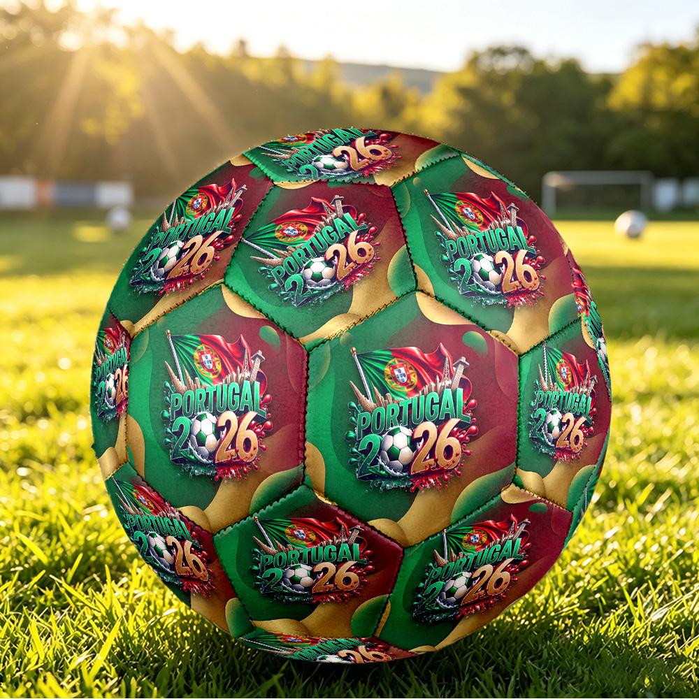 Portugal Football Printed Size 5 Soccer Ball Wear Resistant Standard Adult Training Football Fan Gift for Indoor Outdoor Match Sports