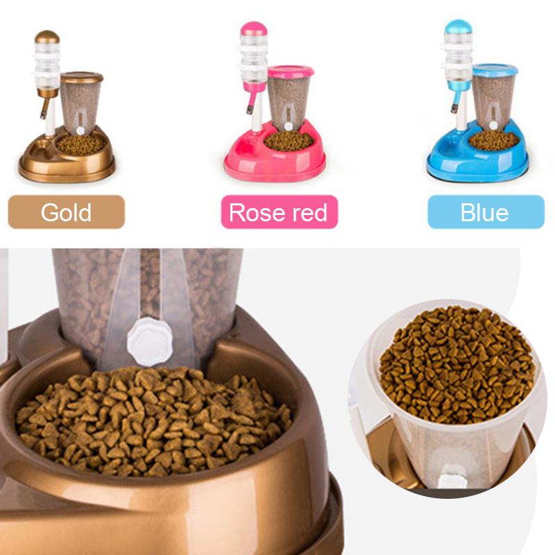Dual-Use Pet Cat Dog Automatic Feeder with Water Fountain Large Capacity Food Bucket and Water Bottle Dispenser designed for Dog Cat