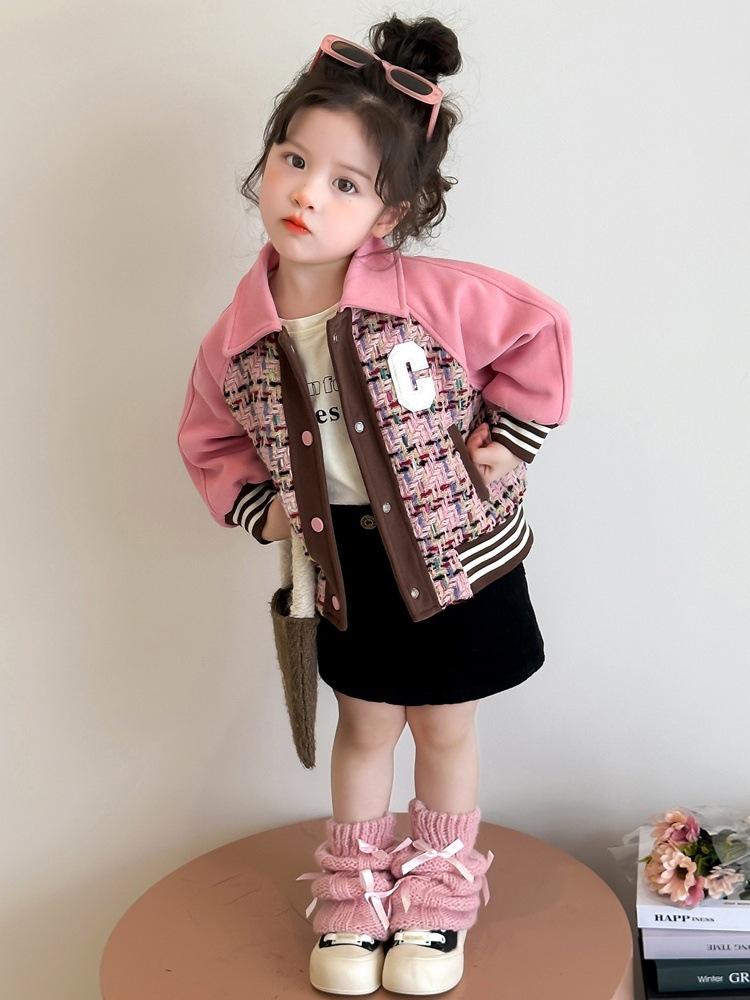 2025 Trendy Spring/Autumn Girls' Baseball Jacket - Stylish Fragrance Inspired Cool Outfit for Baby Girls