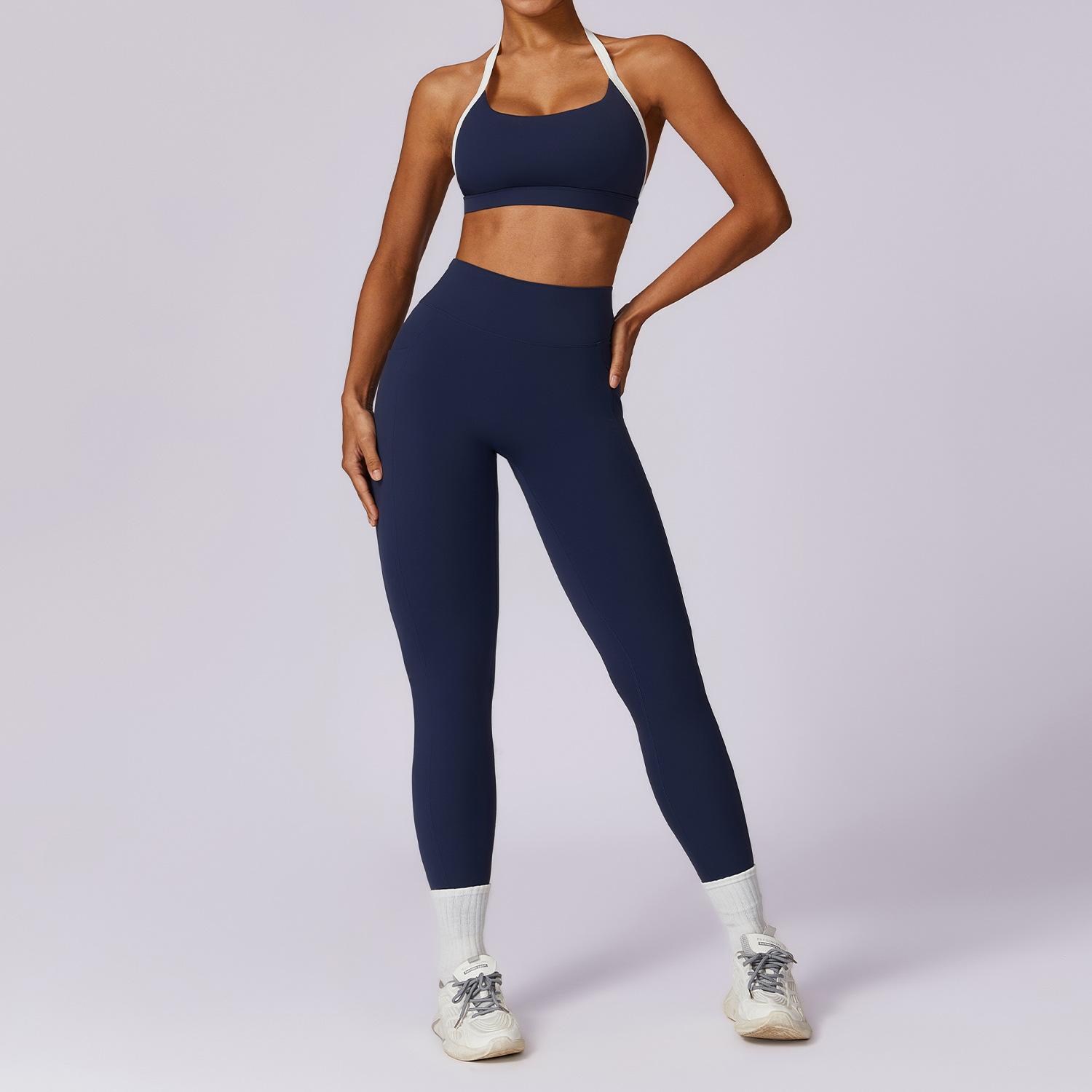 JYL Spring Contrast Backless Yoga Set Advanced Slim Outfit M ализарин красный