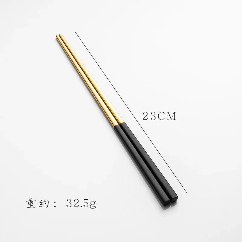 Hochwertige 304 Edelstahl Quadratische Essstäbchen Titan Gold Rose Sushi Bunt Chinesisch Japanisch