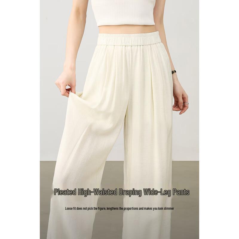 Shangdubila Women's Summer High-Waist Wide-Leg Casual Pants