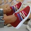 Fashion Fashion Rainbow Ribbon Knitted Sneakers Women Mesh Breathable Running Sports Shoes Woman Plus Size Comfort Slip On Walking Shoes