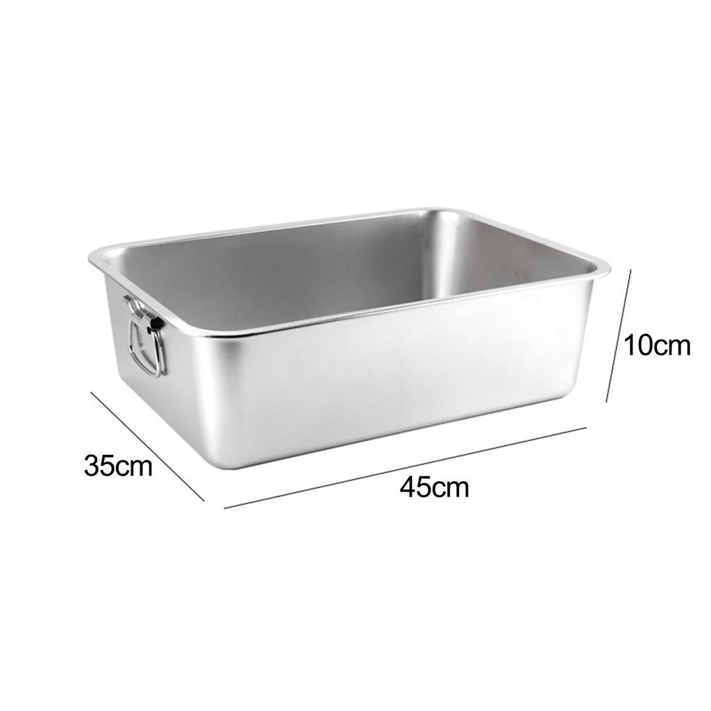 Pet Litter Tray Kitten Toilet Stainless Steel with Handles Cat Litter Box