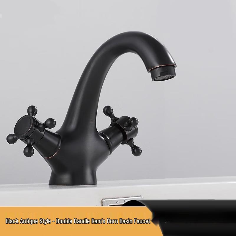 Antique Black Double Handle Basin Faucet