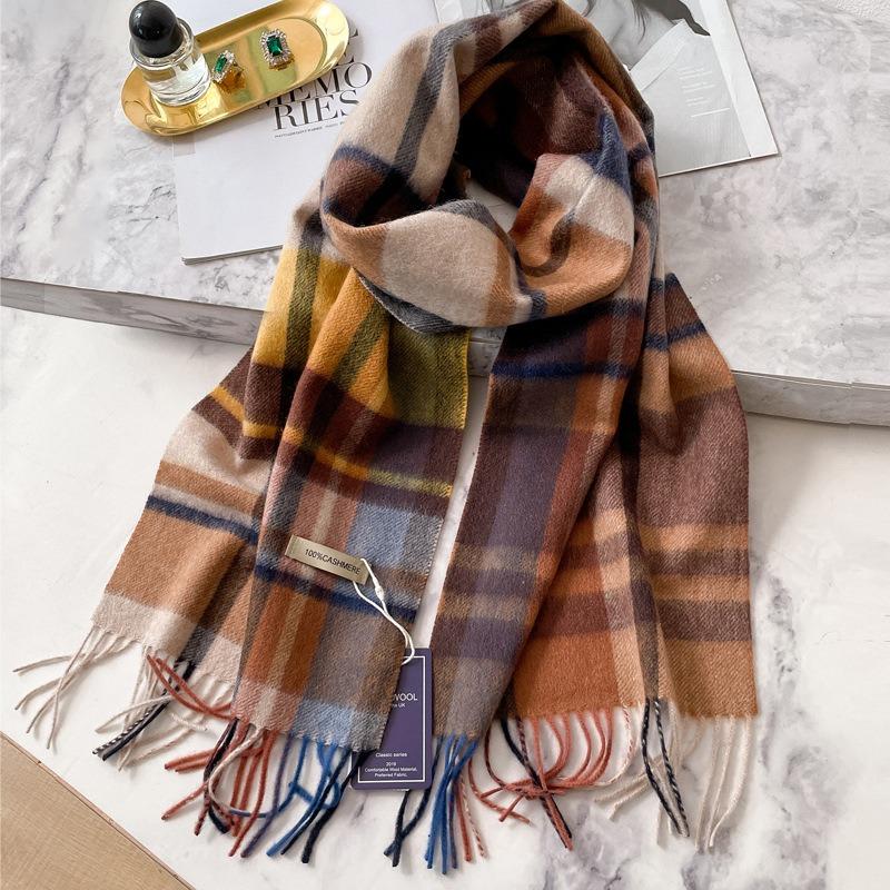 New pure cashmere scarf winter women's versatile water ripple couple scarf for elders