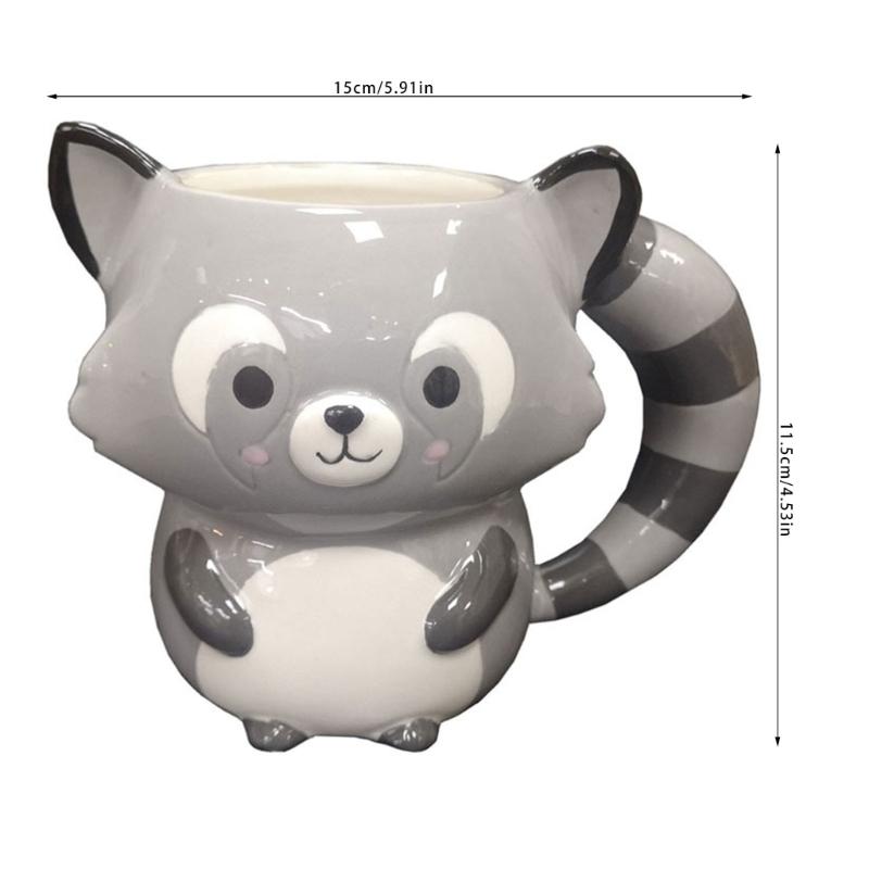Keramische Koffiekop met Schattige Wasberen Dierlijk Ontwerp Hete Koude Drank Mok Drinkgerei Cadeau voor Huis Kantoor Decoraties