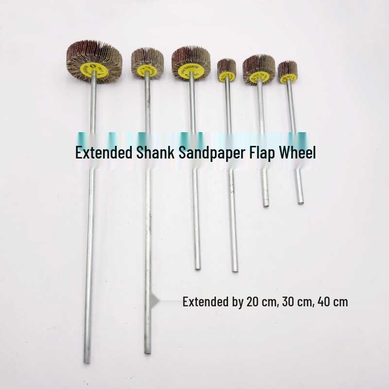 Extended Shank Emery Head Grinding and Polishing Flap Wheel with Sandpaper Ring