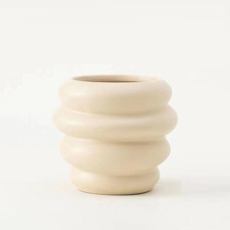 

Керамический держатель для кистей для макияжа Ваза для цветов Растения Формы Инструменты для косметики Помада Ваза-бутон Цветочный горшок Органайзер для кистей для макияжа бежевый