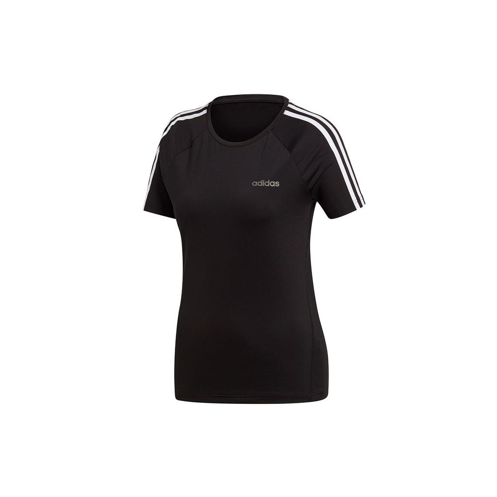 Adidas D2M 3S Tee Training Sports Letter Print Round Neck Slim Fit Short Sleeve T-Shirt Women Tops Black EH8722
