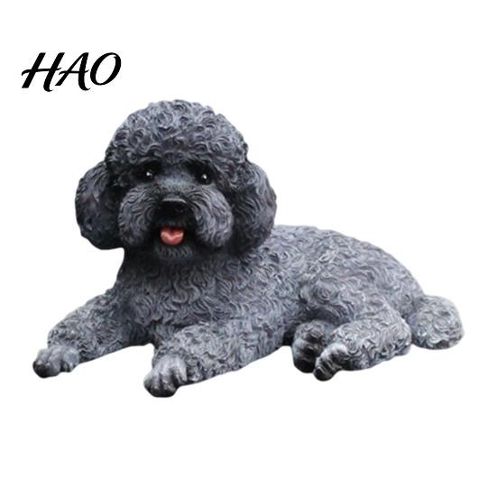Artistiek Tafelstuk Realistische Teddyhond Beeldje, Bureaublad Klein Huisdier Model, Schattige Liggende Sculptuur Kantoor Bureau Ornament voor Auto Dashboard,