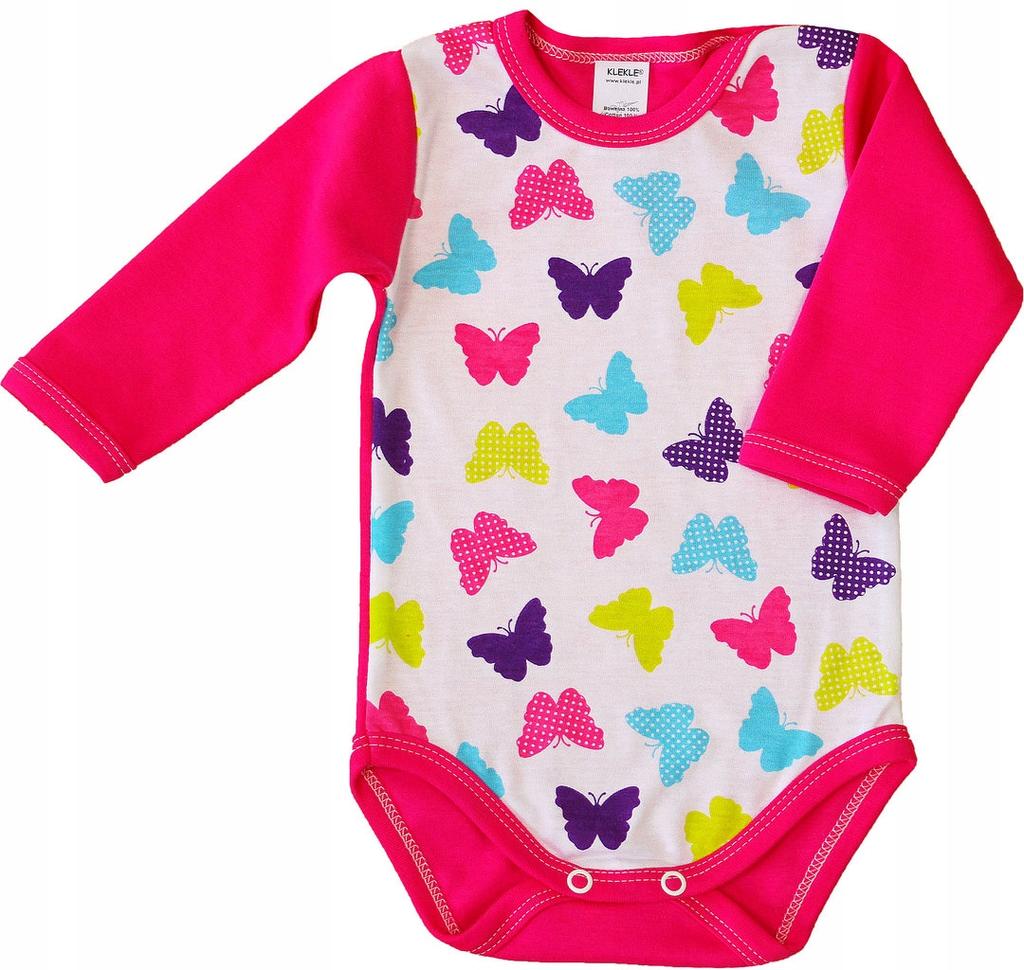 Long Sleeve Bodysuit 100% Cotton BUTTERFLIES Size 62 KLEKLE