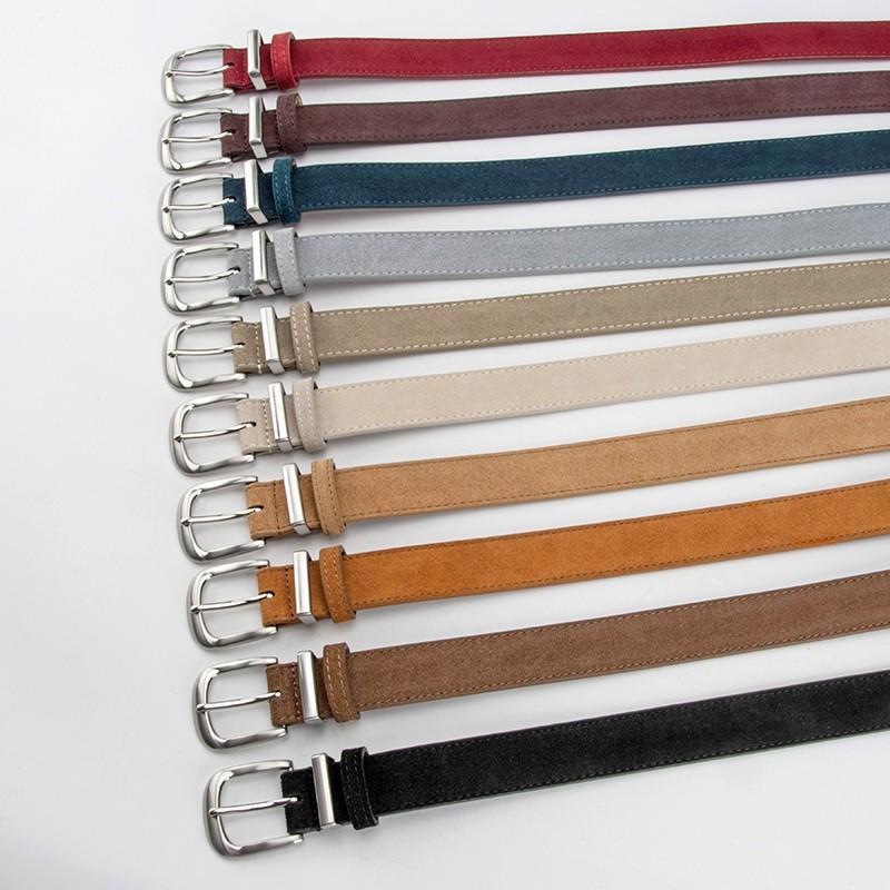 Womens Genuine Leather Belt With Matte Suede Finish Vintage Style Adjustable Waistband Jeans Skirts