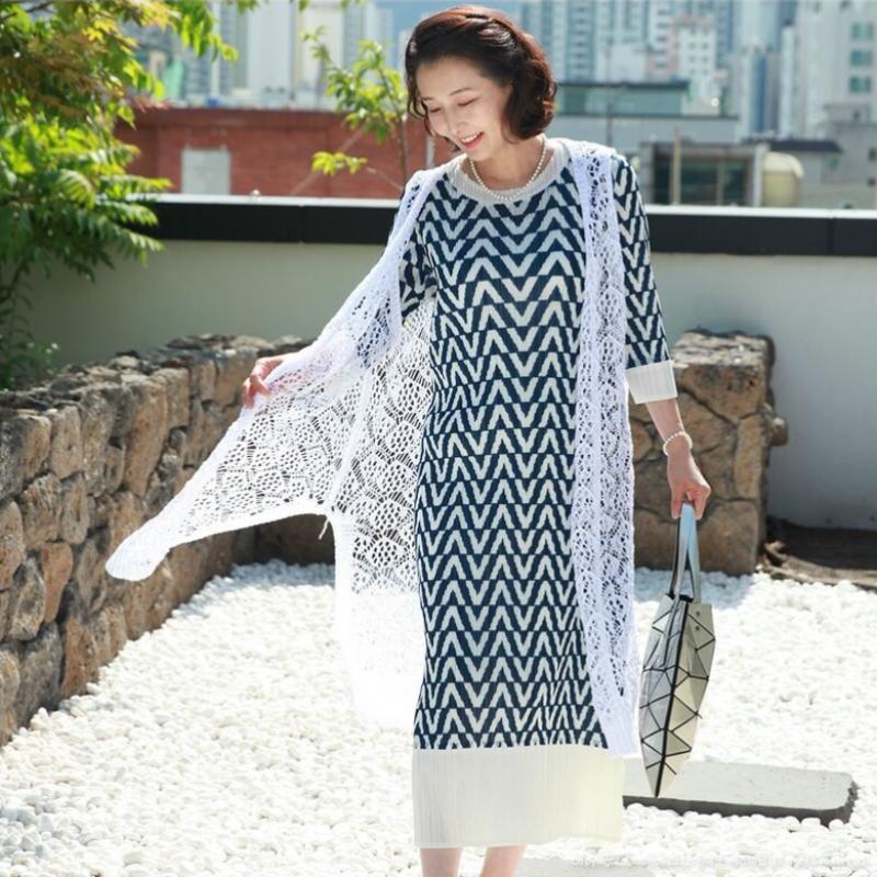 Shiz Madam Women S V Neck 7 SleeVe Pleated dreSS N2671