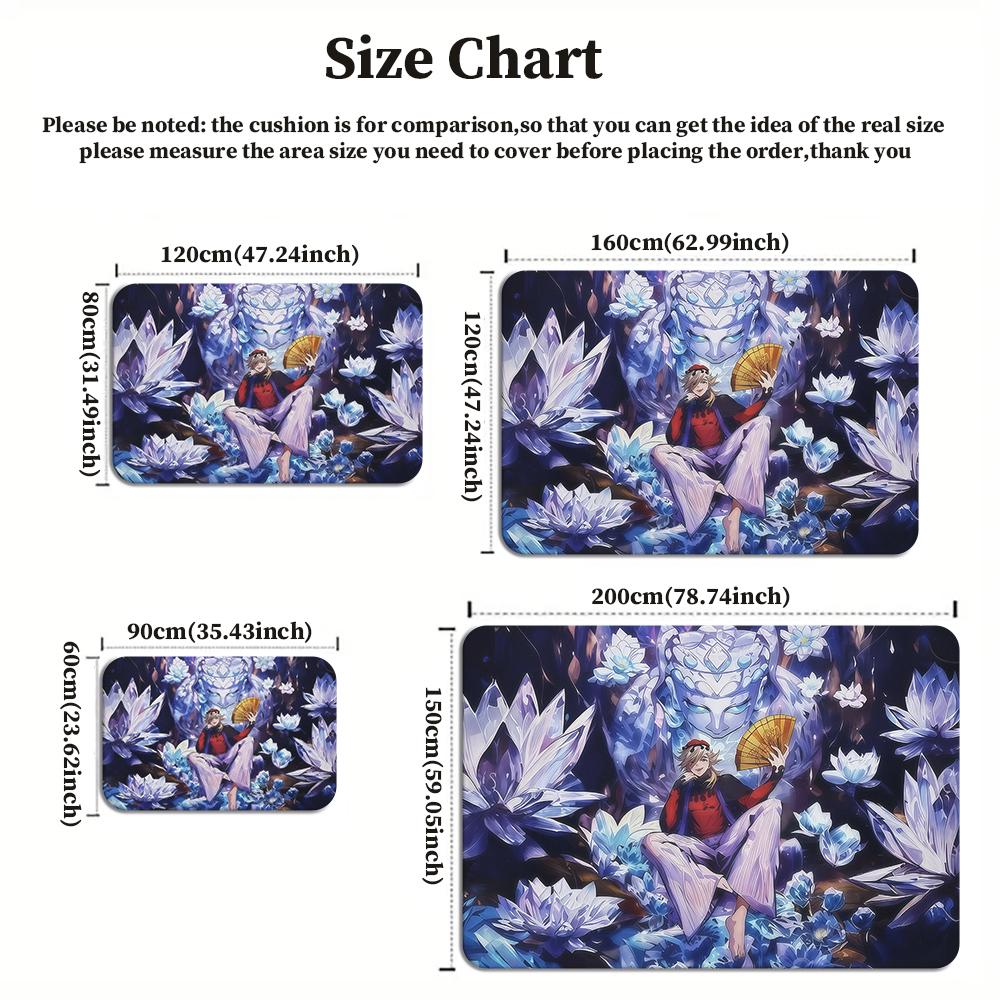 Cool Anime Warrior Printed Rug,Crystal Flower Decorative Floor Carpet,Mat for Gamer Room,Bedroom,Living Room,Home Decor Gift
