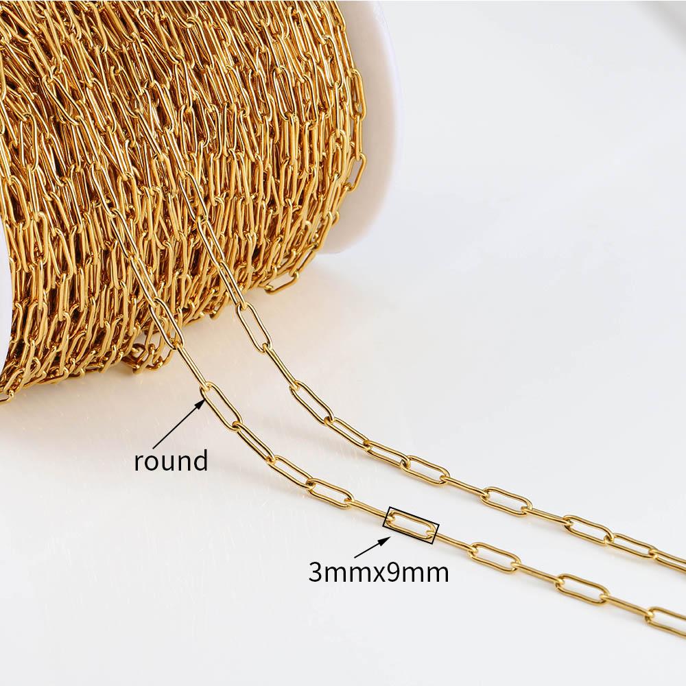 2Meters/lot Stainless Steel Long Frame Chains DIY Necklace Bracelet Accessories Chain Flat Round Links Chain for Jewelry Making