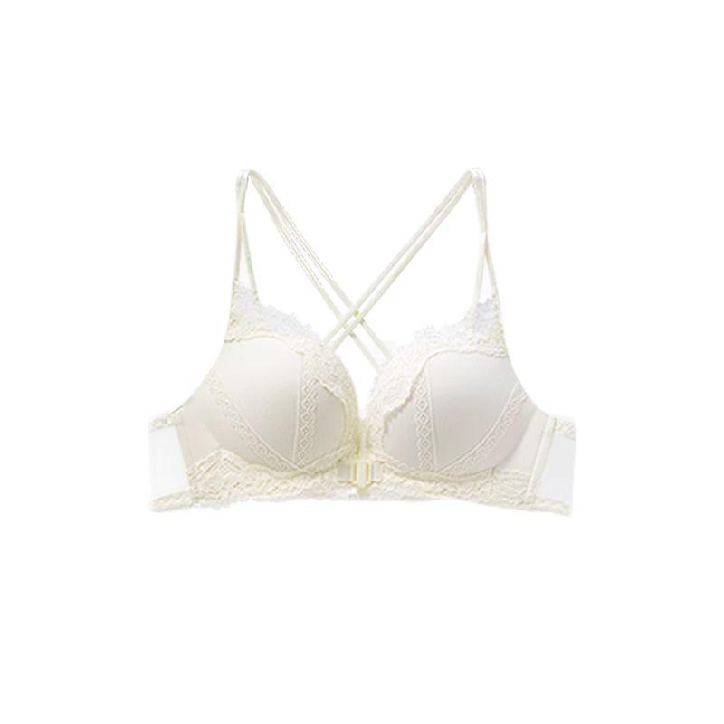 Lace sexy small breasts gather underwear women's front buckle cross back bra sexy pure desire no steel ring comfortable bra
