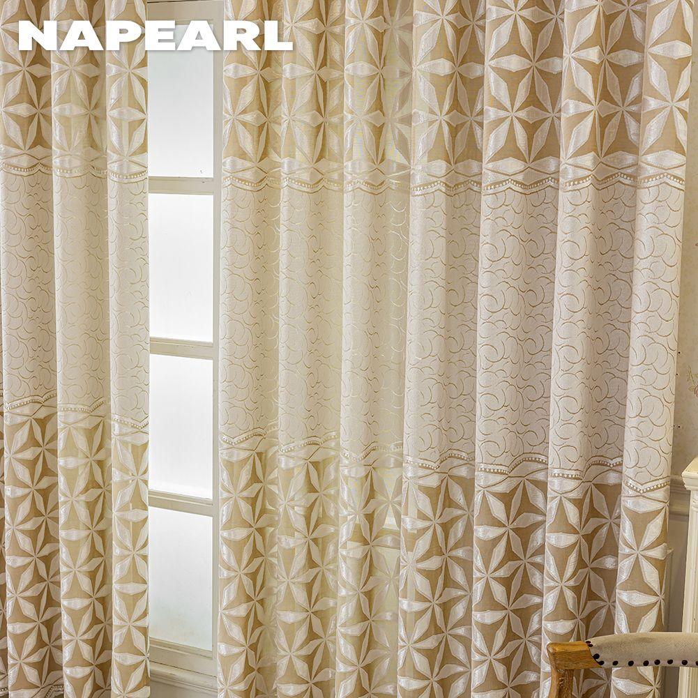 1 stk NAPEARL Europeisk Stil Moderne Blå Hul Jacquard Komfortable Gardiner for Stue Soverom Hjemmedekor