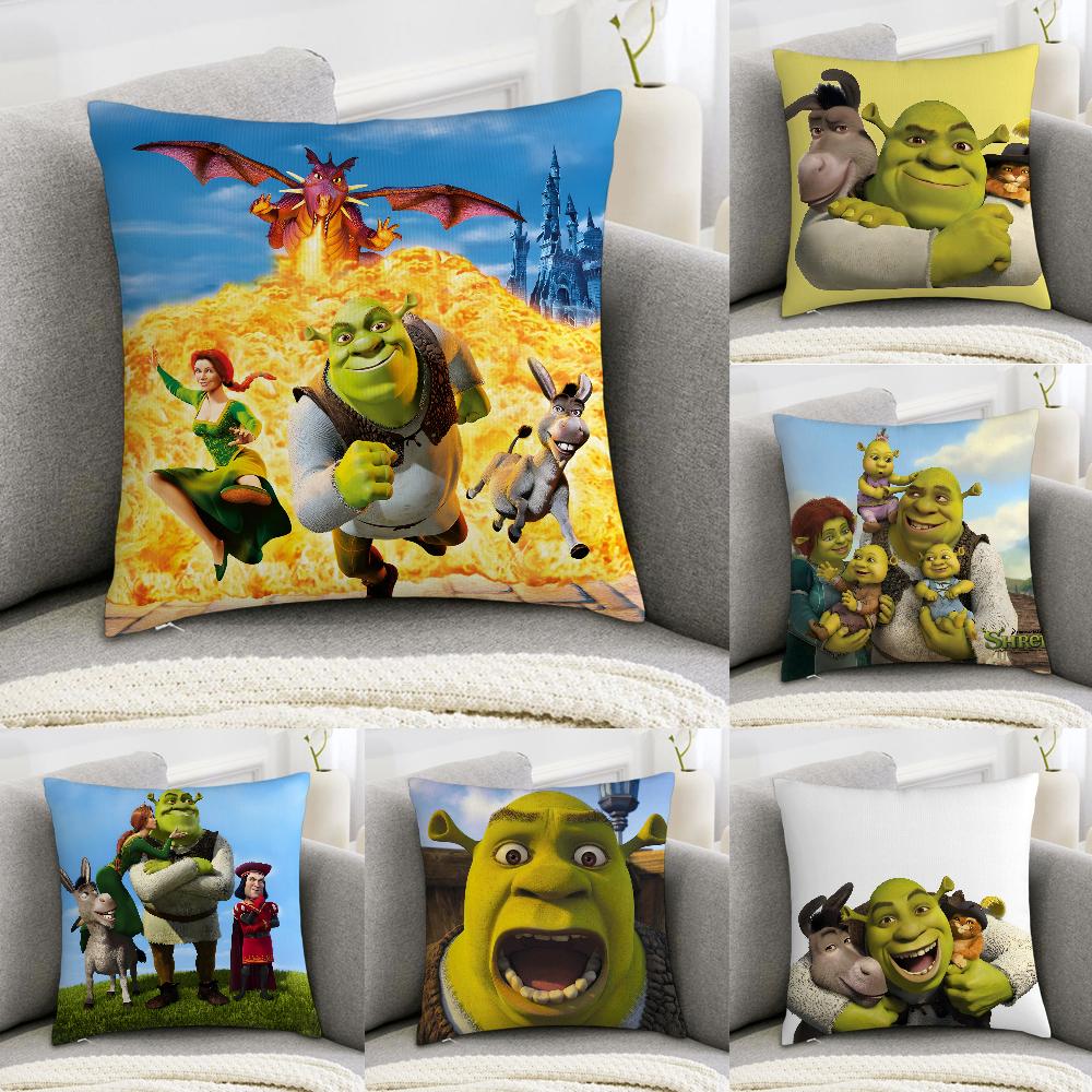 Jessica Chen Unisex Fantasy Movie Funny S-Shrek Pillow Case Sofa Decorative Home Double-Sided Print Plush Square Throw Pillow Covers Cushion Decor