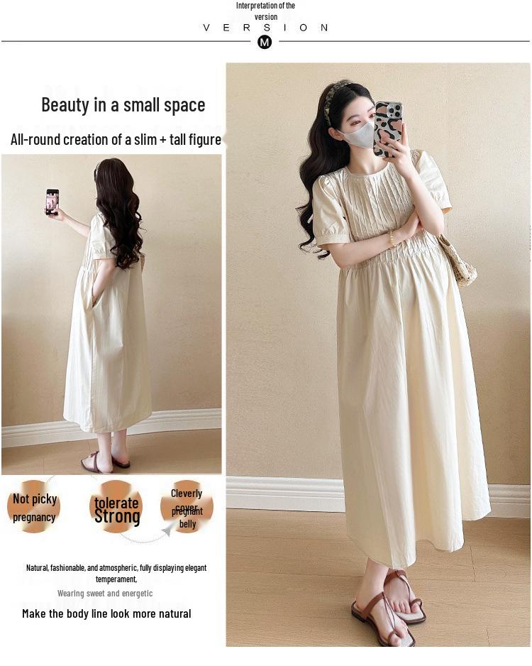 2026 Summer Korean Style Maternity Dress: Chic, Loose, Simple Design in High-Grade Plus Size
