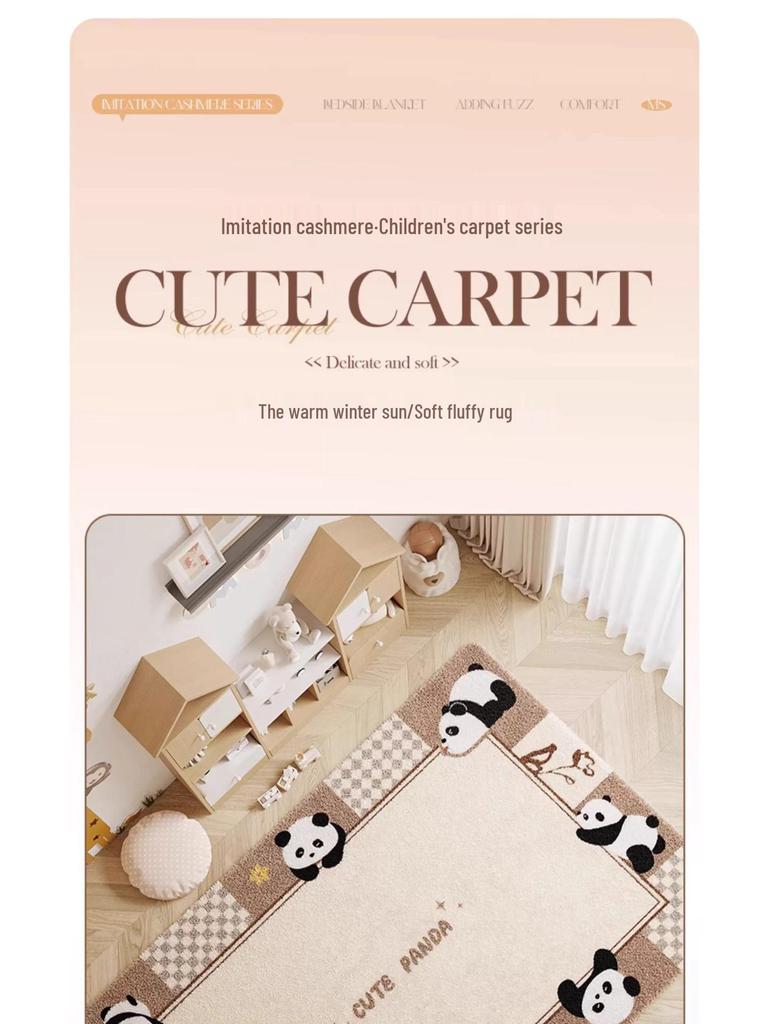 Cartoon Style Luxury Faux Cashmere Children's Floor Mat