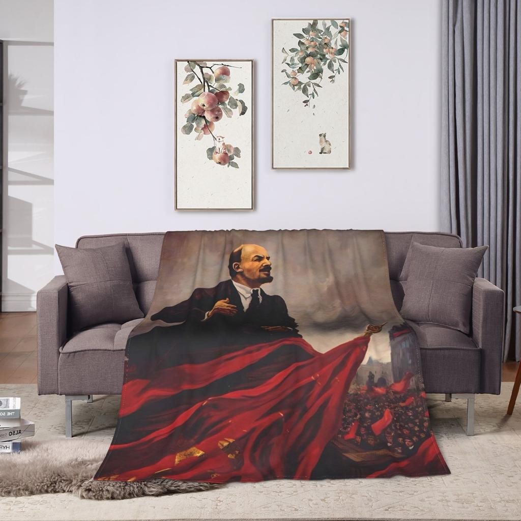 Super Warm BlanketStudents Camping Lenin Joseph Stalin Throw Blanket  Flannel Bedspread For Couch Chair Novelty Sofa Bed Cover