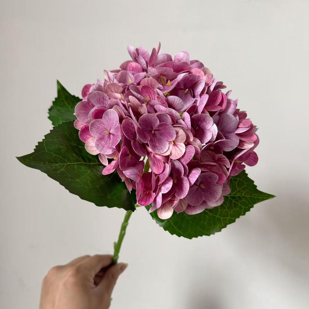 1pcs Fake White Flowers Artificial Silk Hydrangea Flowers Bouquets Faux Hydrangea Stems for Home Table Centerpieces Wedding Party Decoration (White)