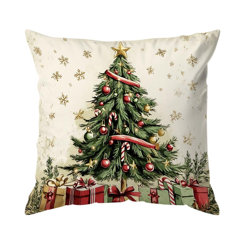 Vintage Christmas Decor Cushions Pillowcase Printed Polyester 45X45Cm Throw Pillow Cover Decorative Sofa Cushion Pillowslip