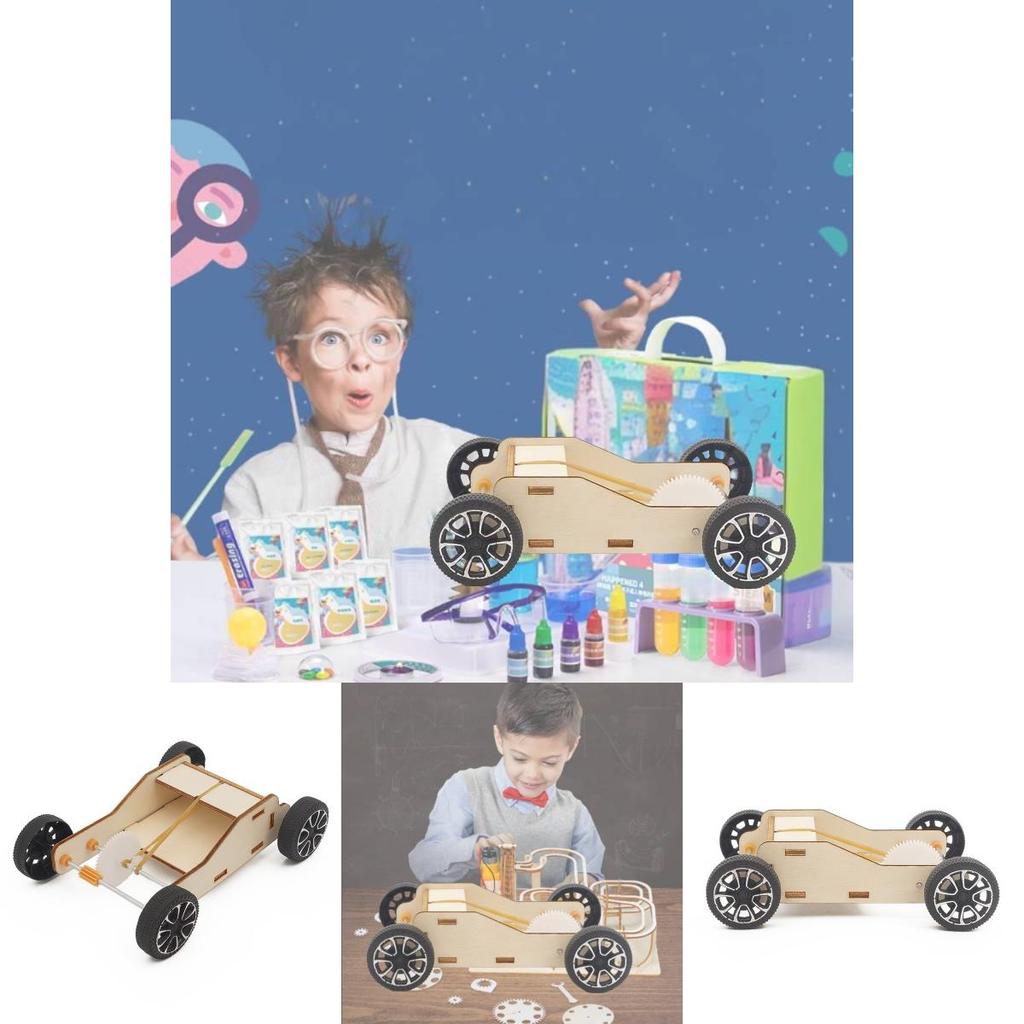 Children's Diy Rubber Band Powered Car Material Pack Educational Physics Science Toy