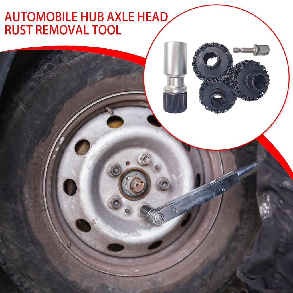 Brake Hub Cleaning Tool Car Hub Rust Removal Rotary Wheel Axle Head Rust Removal Tool For Vehicle Outdoors Garage Motorcycle