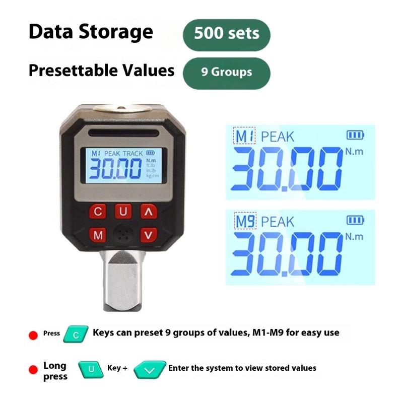 Precise Digital Torque Tester 5 Adjustable Ranges 1.5 To 340Nm ±2% Error Rate LCD Screen Memory Storage Conversion Head