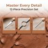 11PCS Clay Modeling Wood Clay Sculpting Tools Printmaking Carving Smooth Surface Finish Printmaking Carving Knives
