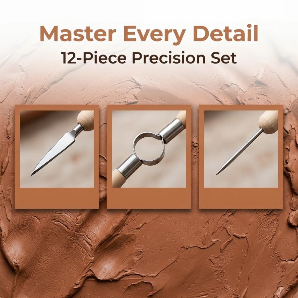 11PCS Clay Modeling Wood Clay Sculpting Tools Printmaking Carving Smooth Surface Finish Printmaking Carving Knives