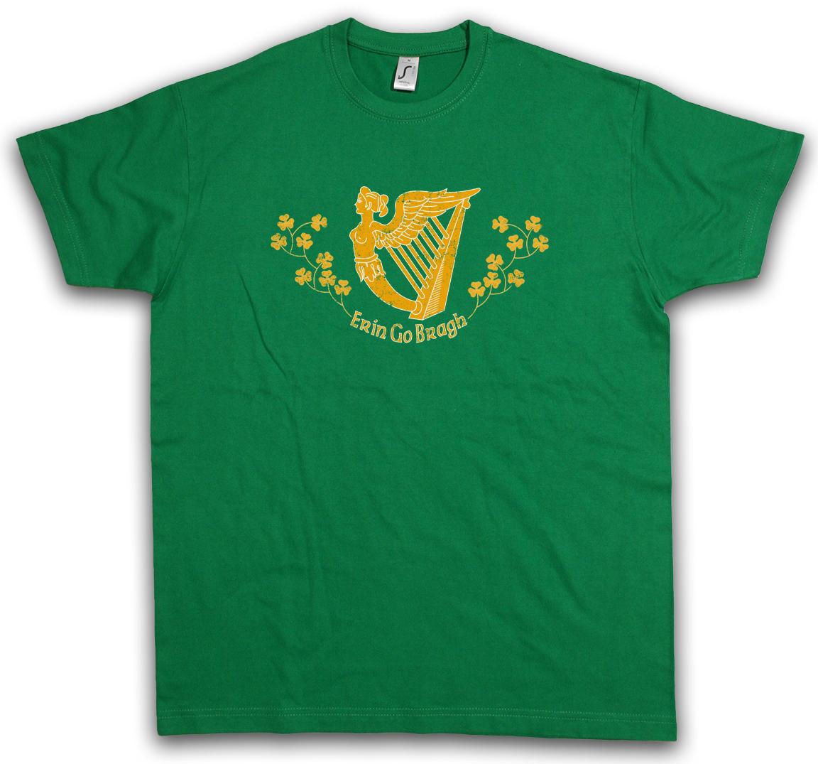ERIN GO BRAGH T-SHIRT Braugh Ã‰irinn go brÃ¡ch Banner Ireland Flag Harp irish XL