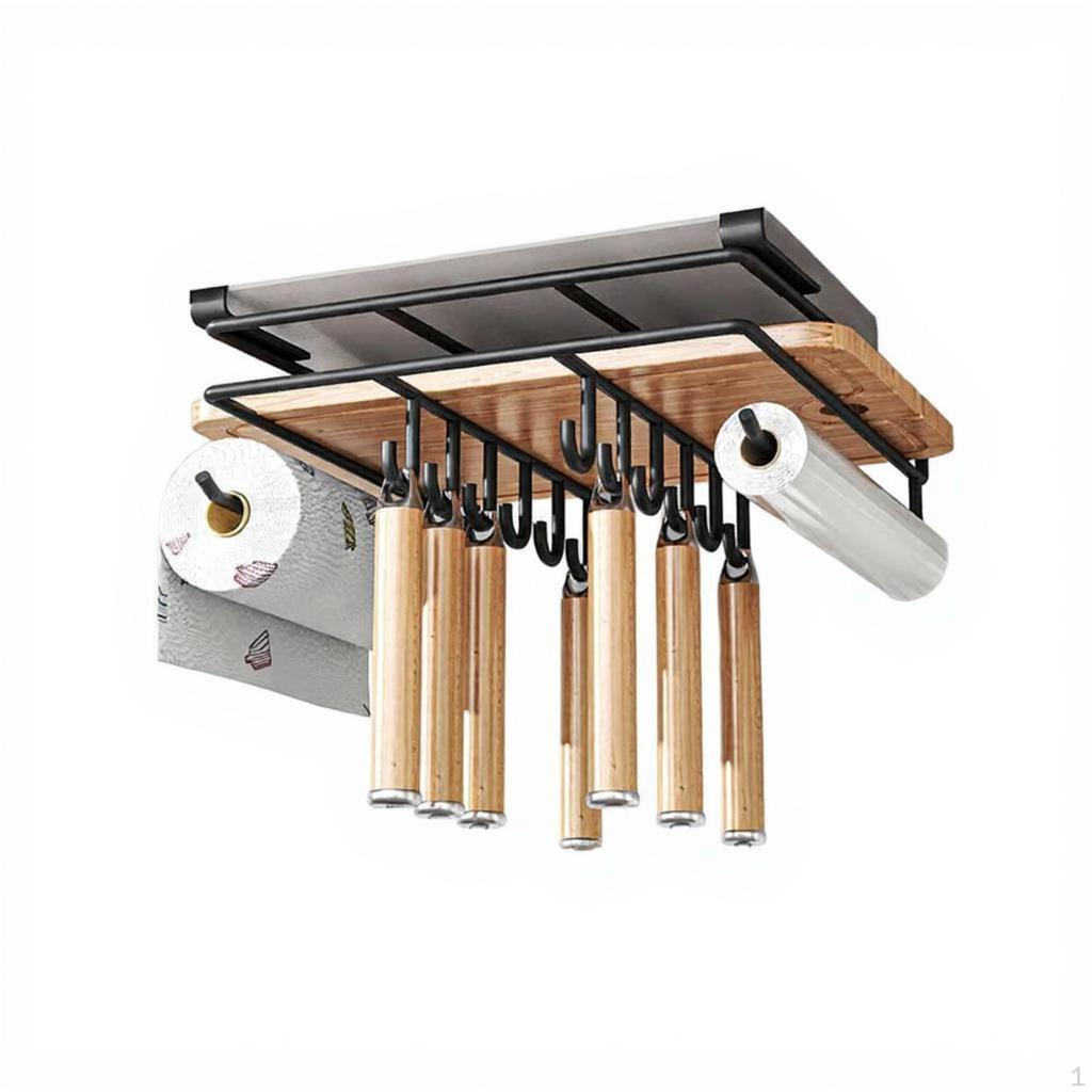 Under Cabinet Pot Lid Organizer, No Drill Hanging Storage Rack, SpaceSaving Kitchen Shelf Black