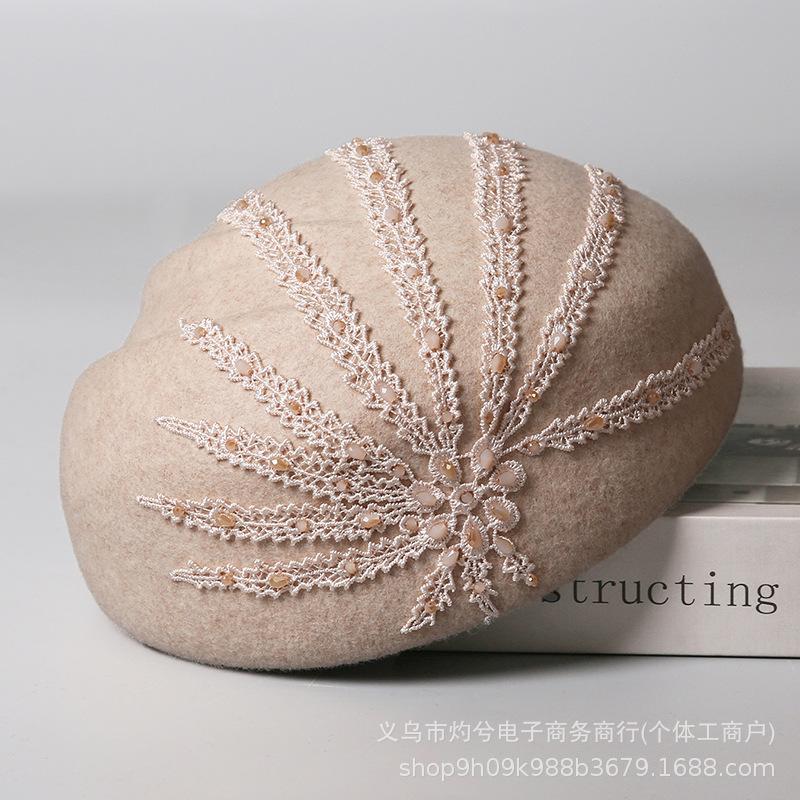 New Personality, High Sense of Temperament, Elegant European Merino Wool Mother Hat, Women's Simple Painter Beret