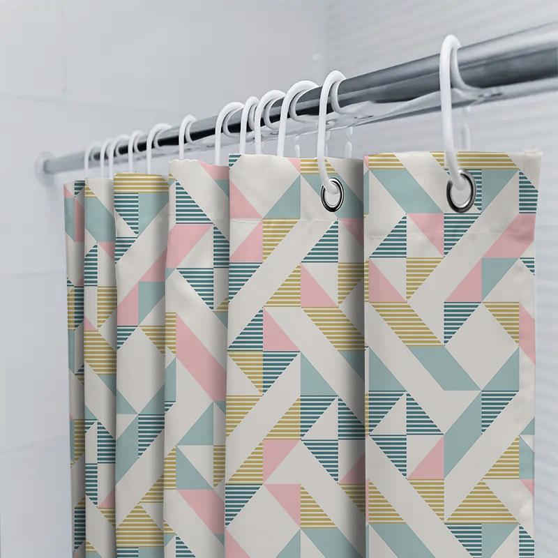 Geometric Shower Curtain Modern Abstract Pattern Waterproof Bathroom Decor Washable Liner Backdrop Artistic Home Textile
