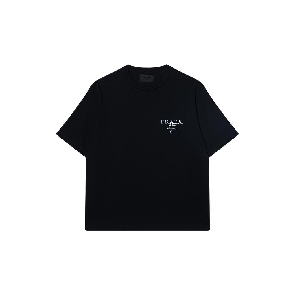 Prada T-Shirts Men's Black Crew Neck Moderate UJN896-14K7-F0002-S-OOO