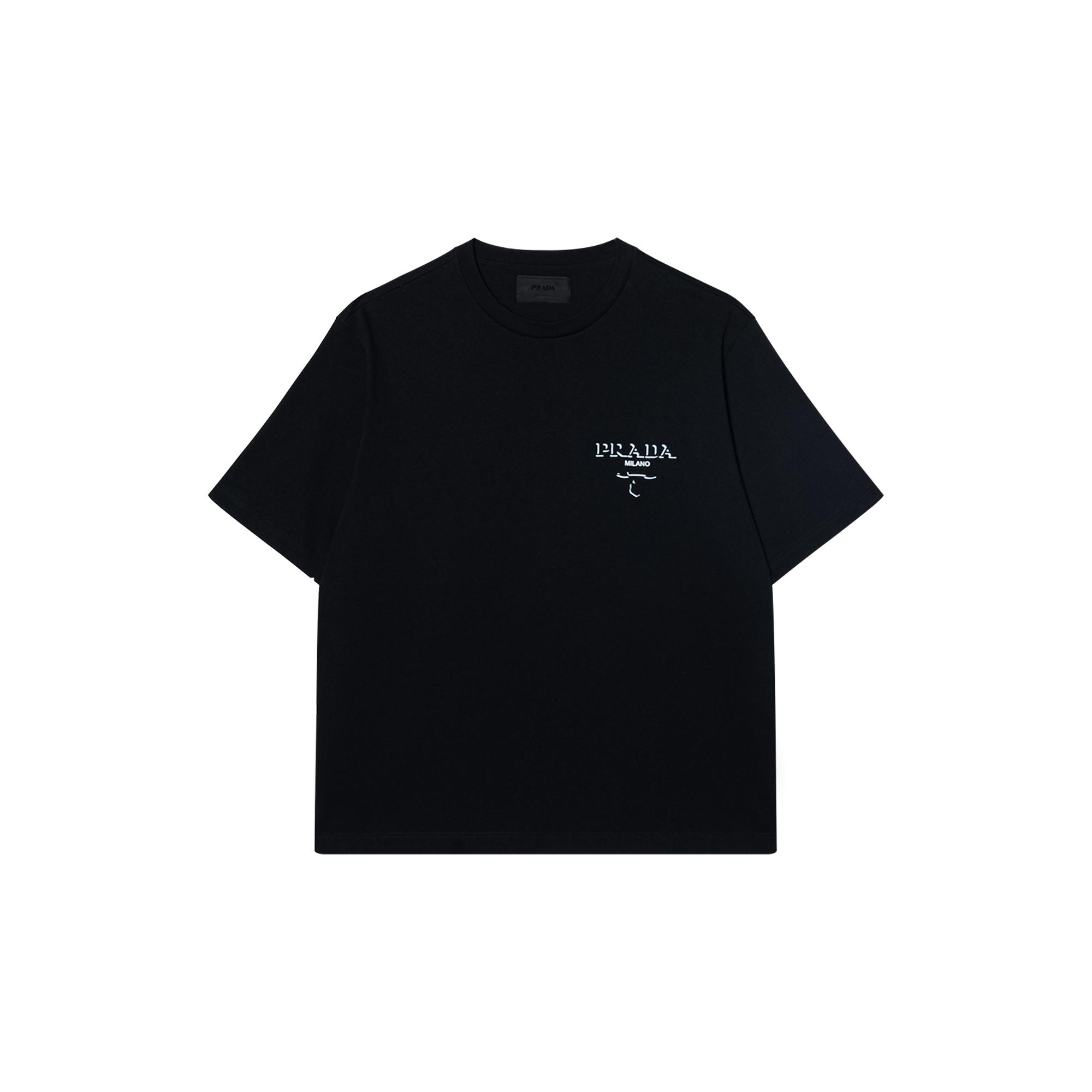 PRADA T-Shirts Men`s Black Crew Neck