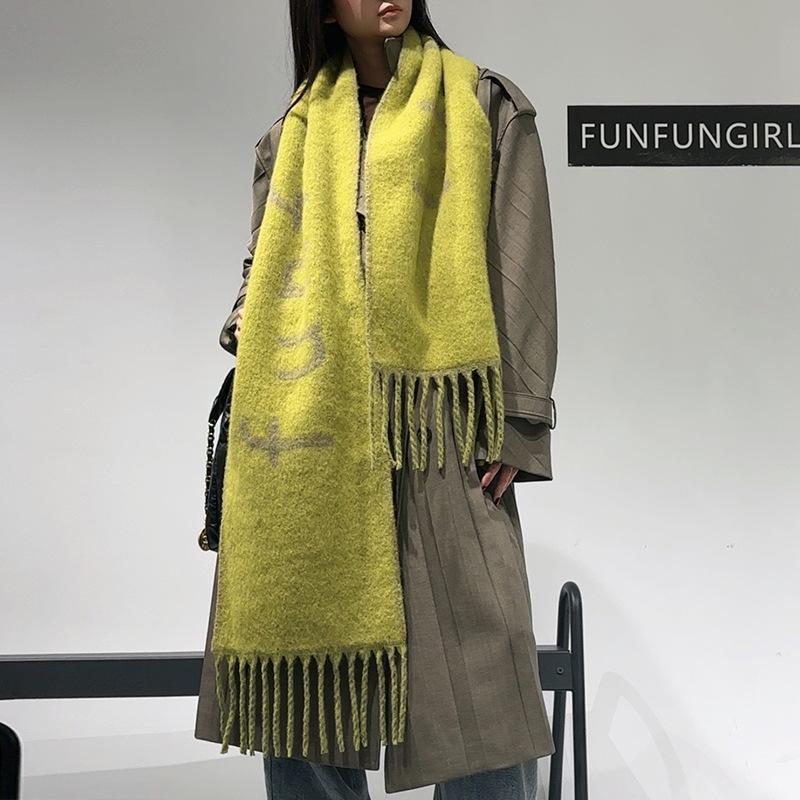 Autumn and winter high-end red shawl cape long wool scarf fashion versatile fringed cape triangle scarf