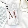 Biały marmur pozłacane litery A-Z modne etui na telefon dla iPhone 11 12 Pro X XR XS Max SE 2020 7 8 Plus odporne na wstrząsy miękkie etui z tpu