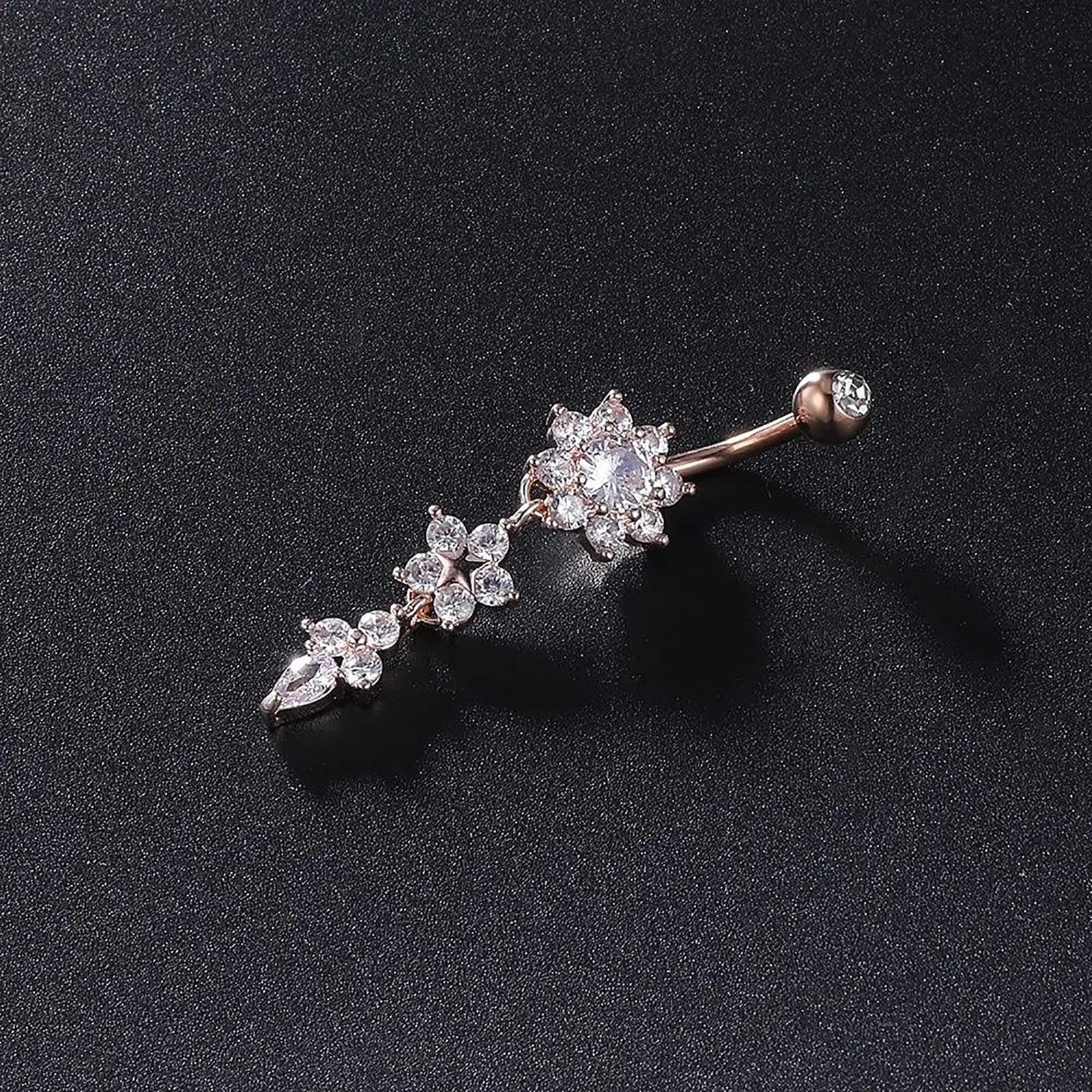 

Кольцо для пупка из нержавеющей стали, золота и розового золота, украшения для пирсинга для элегантного образа One Size золотой