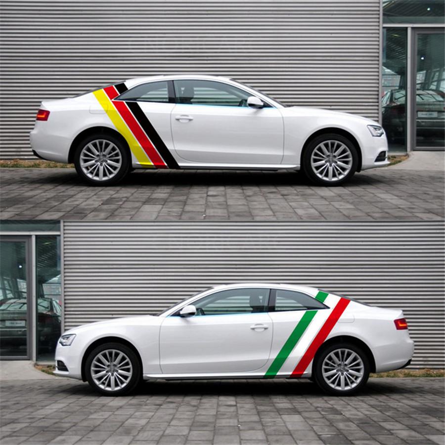 2x Car Side Body Stickers Decals 3-Colors Striped Style Decorative Accessories