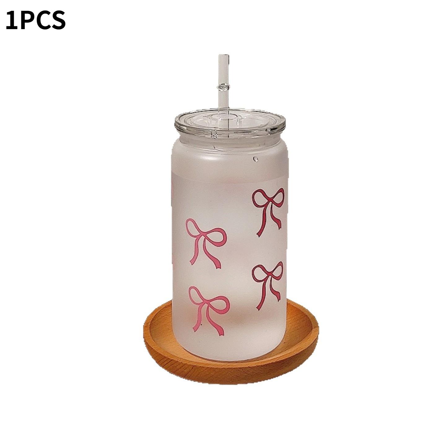 

Милая прозрачная пластиковая кофейная чашка 500 мл с крышкой-соломинкой и бантом-бабочкой, повседневная посуда для напитков для ежедневного использования 500ml