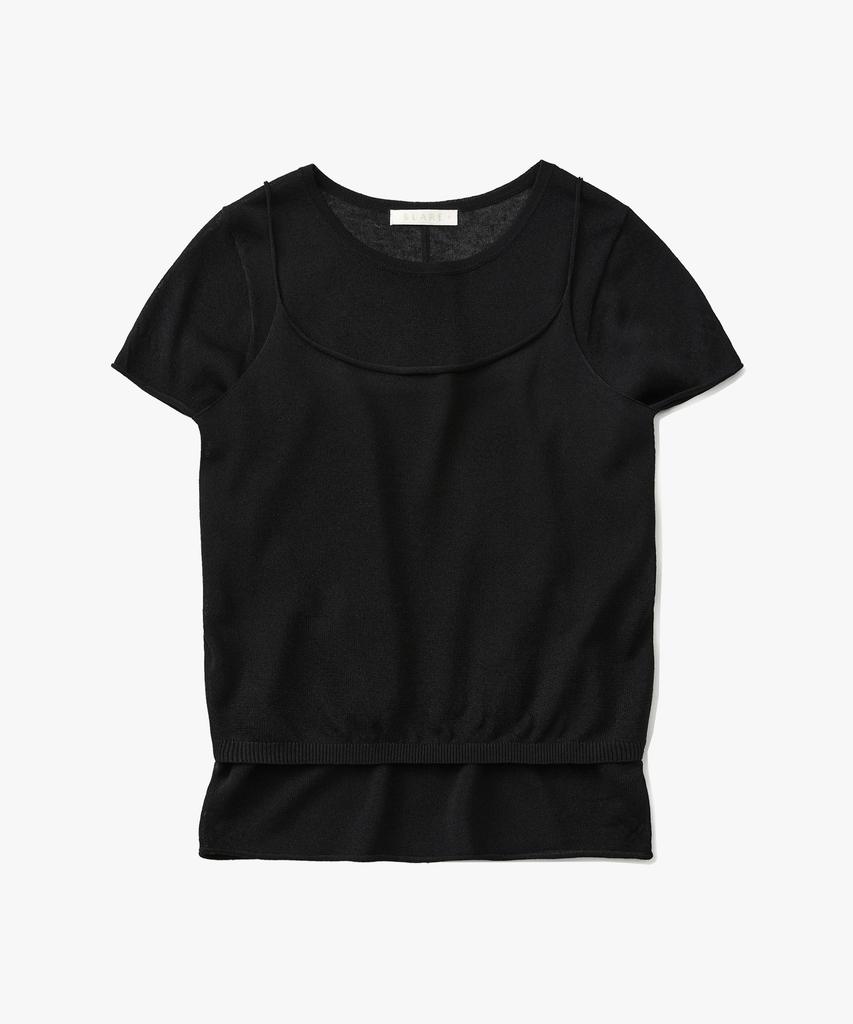 SUARE WOMEN Veil Linen Layered Knit (Set) Black