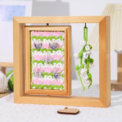DIY Photo Frame 360-Degree Rotating Storage Hanger 8.27x9.06x1.77In Wood Wall Earring Organizer DIY Crochet Materials Kit For
