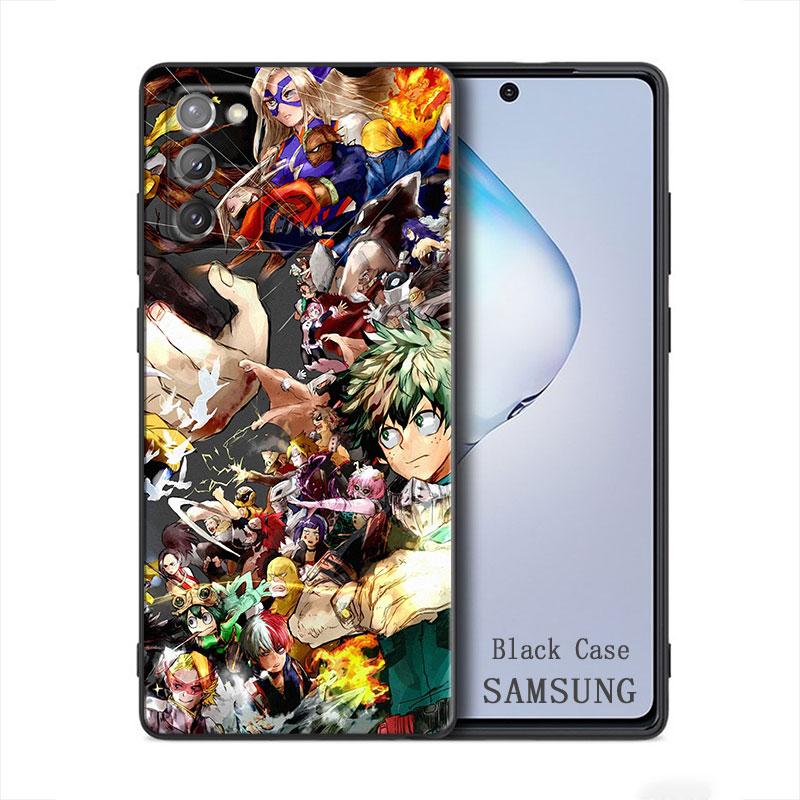 My Hero Academia Anime Samsung Galaxy A91 A73 A72 A71 A53 A52 A7 M62 M22 M30s M31s M33 M52 F23 F41 F42 5G 4G Custodia Nera per Telefono